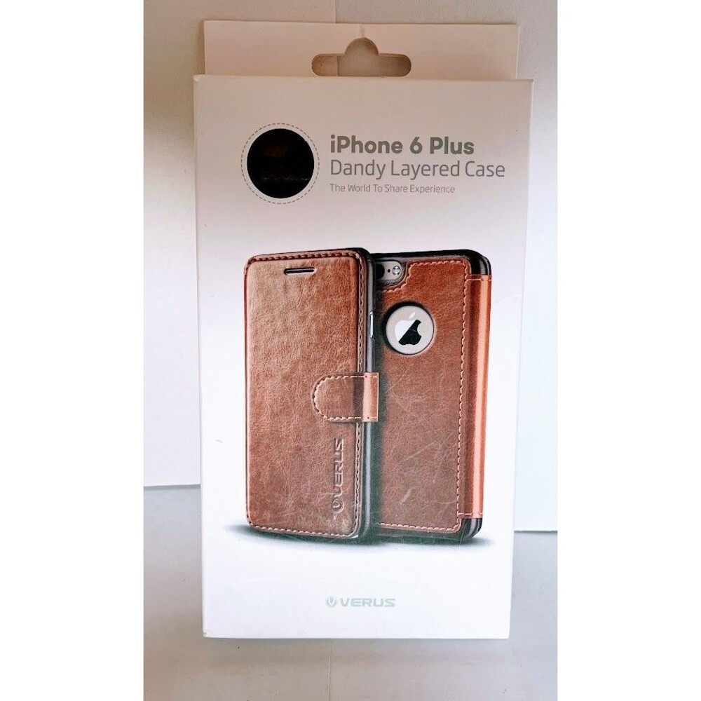 Verus iPhone 6 Plus / 6s Plus Genuine Brown Leather Wallet Case - Card Slot Foli